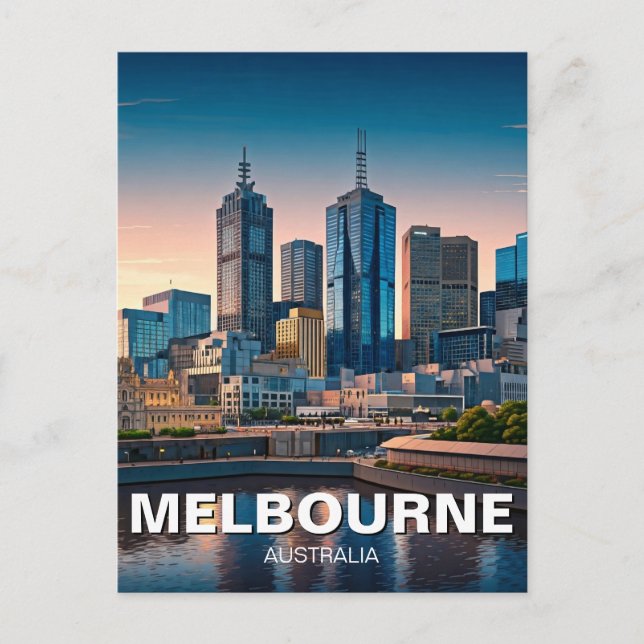Melbourne Australia Skyline Travel Postcard (Front)