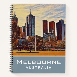 Melbourne Australia Skyline Watercolor Art Notebook