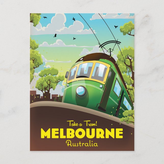 Melbourne Australia Tram  Announcement Postcard (Front)
