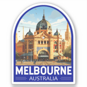 Melbourne Australia Travel Art Vintage