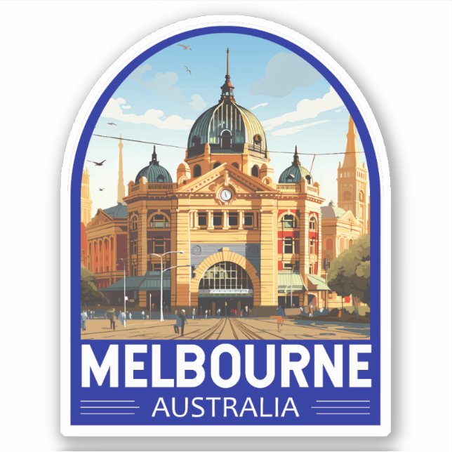 Melbourne Australia Travel Art Vintage (Front)