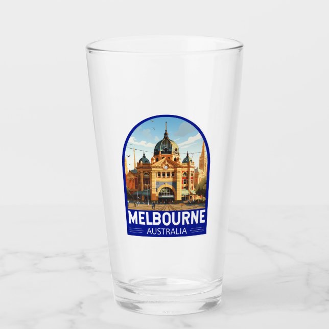 Melbourne Australia Travel Art Vintage Glass (Front)