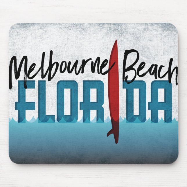 Melbourne Beach Florida Surfboard Surfing Mouse Mat (Front)