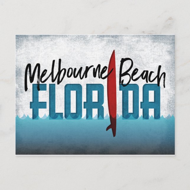 Melbourne Beach Postcard Florida Surfboard (Front)