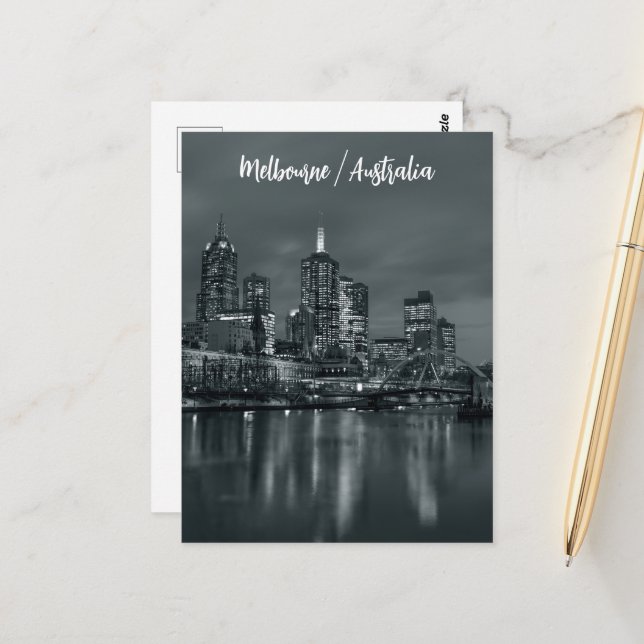 Melbourne by night postcard (Front/Back In Situ)