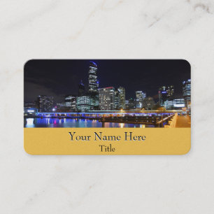 Melbourne CBD Queens Bridge City Lights Business Card