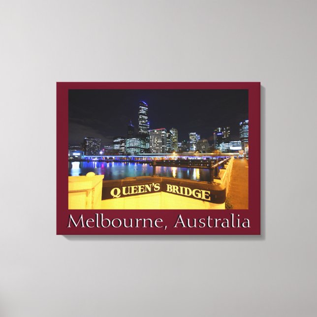 Melbourne CBD Queens Bridge City Lights Canvas Print (Front)