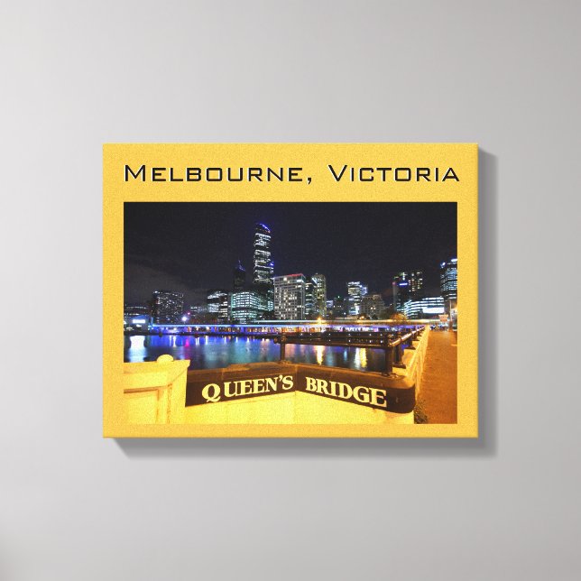 Melbourne CBD Queens Bridge City Lights Canvas Print (Front)