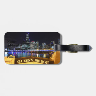 Melbourne CBD Queens Bridge City Lights Luggage Tag