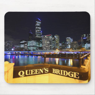 Melbourne CBD Queens Bridge City Lights Mouse Mat