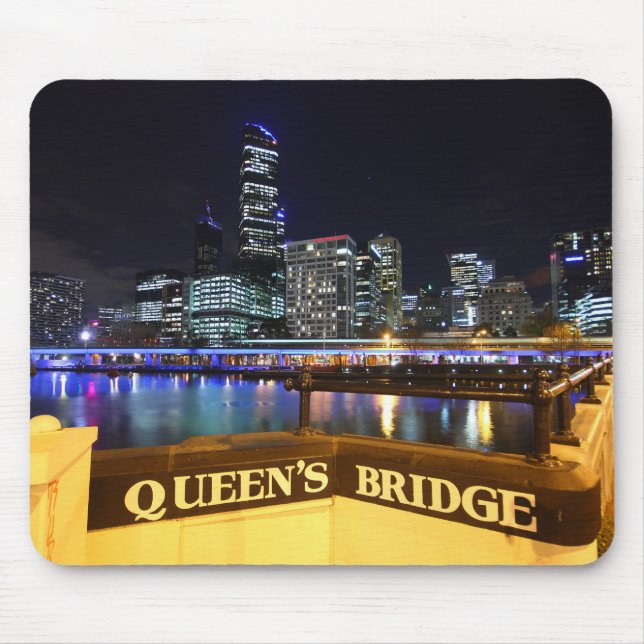 Melbourne CBD Queens Bridge City Lights Mouse Mat (Front)