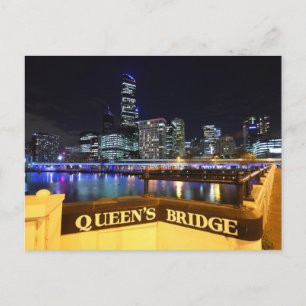 Melbourne CBD Queens Bridge City Lights Postcard