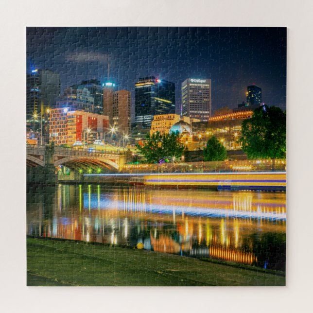 Melbourne City Cityscape at Night Jigsaw Puzzle (Horizontal)
