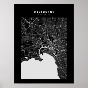 Melbourne Dark City Map Poster