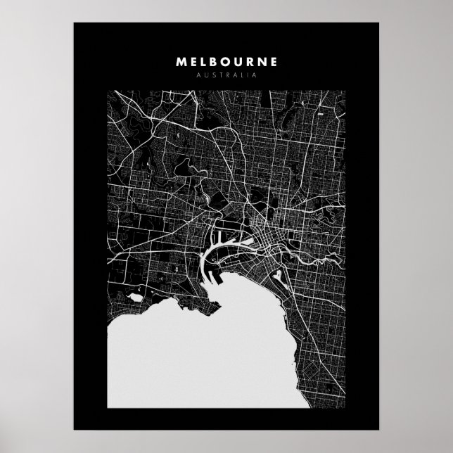 Melbourne Dark City Map Poster (Front)