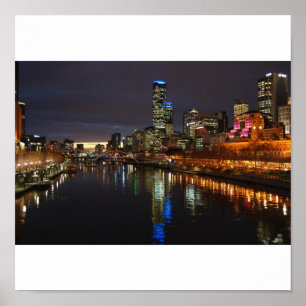 Melbourne Evening Skyline Poster