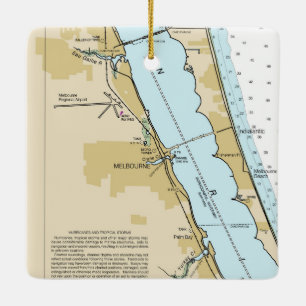 Melbourne Florida Chart Ceramic Ornament