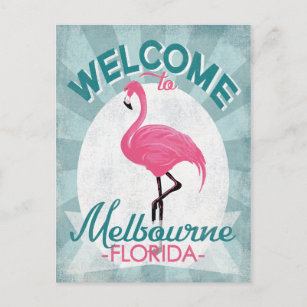 Melbourne Florida Pink Flamingo Retro Postcard