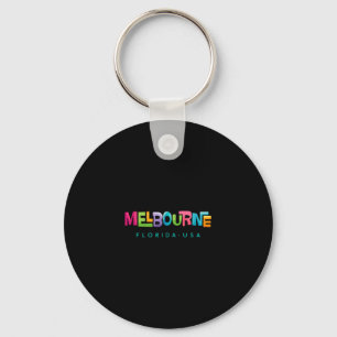 Melbourne Florida Retro Tropical Design Key Ring