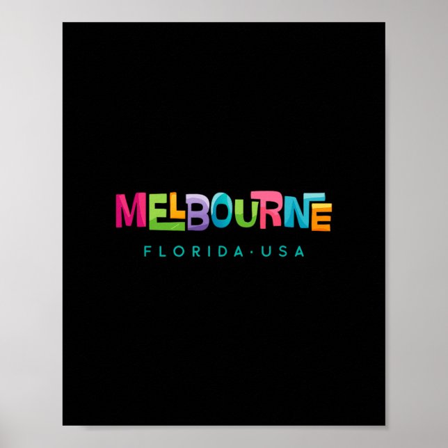 Melbourne Florida Retro Tropical Design  Poster (Front)