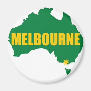 Melbourne Green and Gold Map Magnet