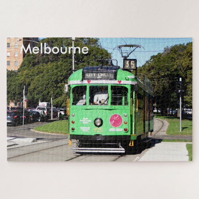 Melbourne: green city tram, Victoria, Australia Jigsaw Puzzle (Horizontal)
