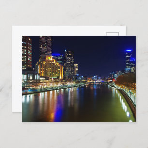 Melbourne in night postcard