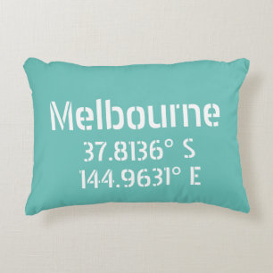 Melbourne Latitude Longitude Decorative Cushion