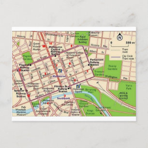melbourne map city cbd postcard