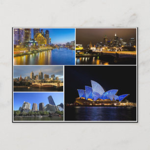 Melbourne sydney Australia yarra river collage Postcard