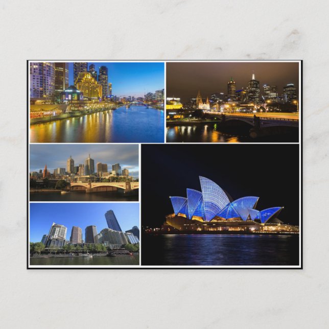 Melbourne sydney Australia yarra river collage Postcard (Front)