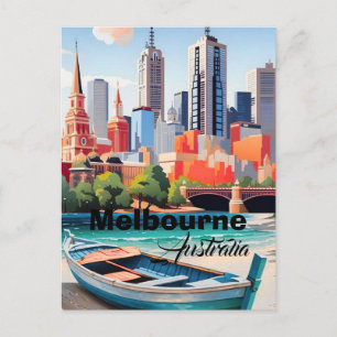 Melbourne Travel Postcard Art, Australia Travel