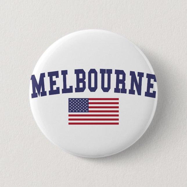 Melbourne US Flag 6 Cm Round Badge (Front)