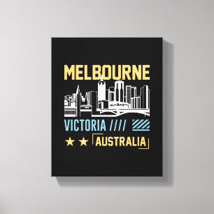 Melbourne Victoria Australia Skyline Travel Graphi Canvas Print