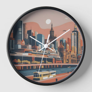 Melbourne vintage poster clock