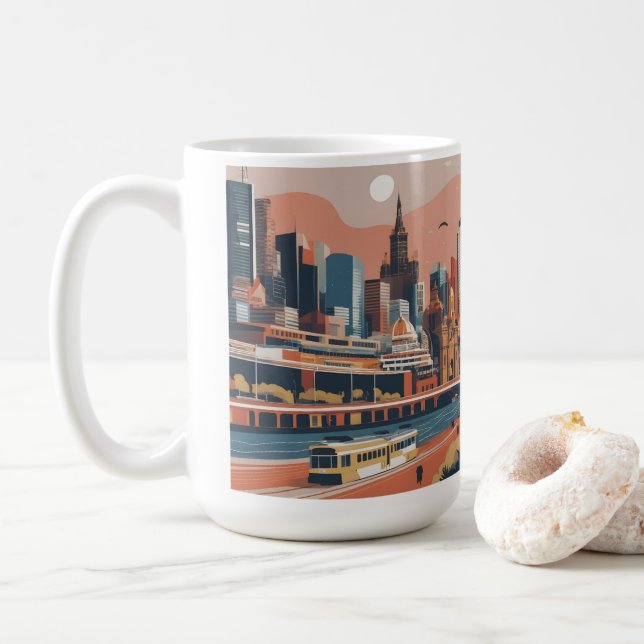 Melbourne vintage poster coffee mug (With Donut)