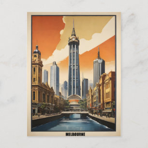 Melbourne vintage poster postcard