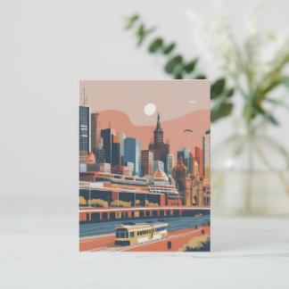 Melbourne vintage poster postcard