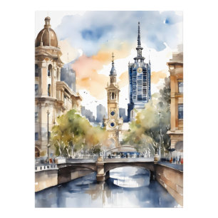 Melbourne watercolor art photo print