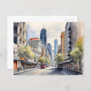 Melbourne watercolor art postcard