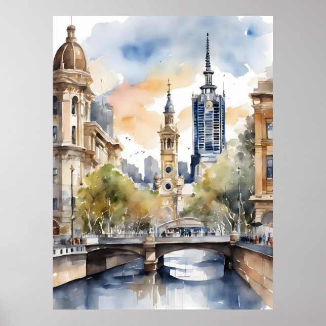 Melbourne watercolor art poster (Front)