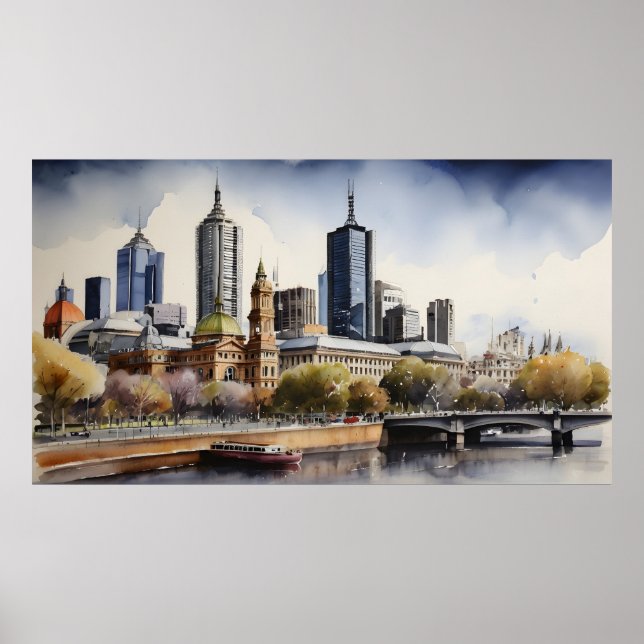 Melbourne watercolor art poster (Front)