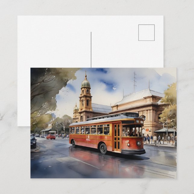Melbourne watercolor artPoster Postcard (Front/Back)