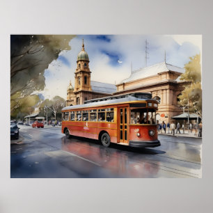 Melbourne watercolor artPoster Poster