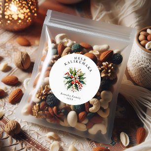 Mele Kalikemaka Holiday Custom Text Classic Round Sticker