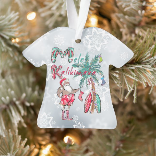Mele Kalikimaka and Surfing Santa Ornament (Tree)