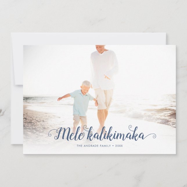 Mele Kalikimaka Beach Christmas Photo Hawaiian Holiday Card (Front)