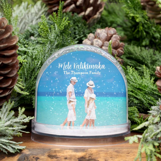 Mele Kalikimaka Beach Family Photo Christmas Snowglobe (Winter)