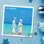 Mele Kalikimaka Beach Photo Christmas Magnet Card<br><div class="desc">A simply beautiful beach Christmas magnet card with a family photo from your island vacation held on the corner by a pretty tropical Hibiscus flower in lovely peach pink with blue green palm leaves.</div>