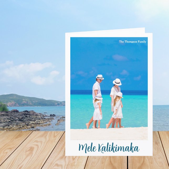 Mele Kalikimaka Beach Photo Family Letter Folded Holiday Card (Creator Uploaded)